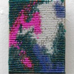 Sam Pedicelli Abstract 1, 2015 3 x 4" acrylic paint, beads, thread, linen Unframed original $150