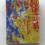 Sam Pedicelli Abstract 2, 2015 3 x 4" acrylic paint, beads, thread, linen Unframed original $150